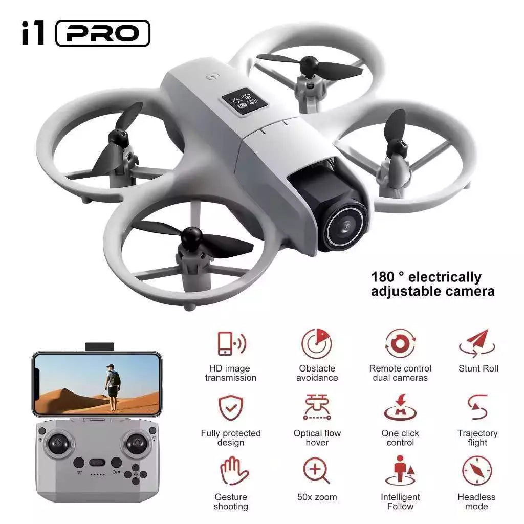 Drone with HD Camera for Adults, 360° Rolling Intelligent Obstacle Avoidance One-Key Takeoff/Landing, Headless Mode 2 Batteries Remote Control Drone Portable Mini Aircraft Gifts
